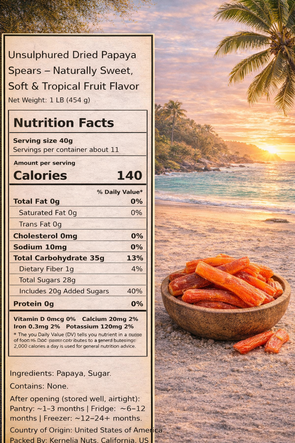 Unsulphured Dried Papaya Spears – Sweet & Soft