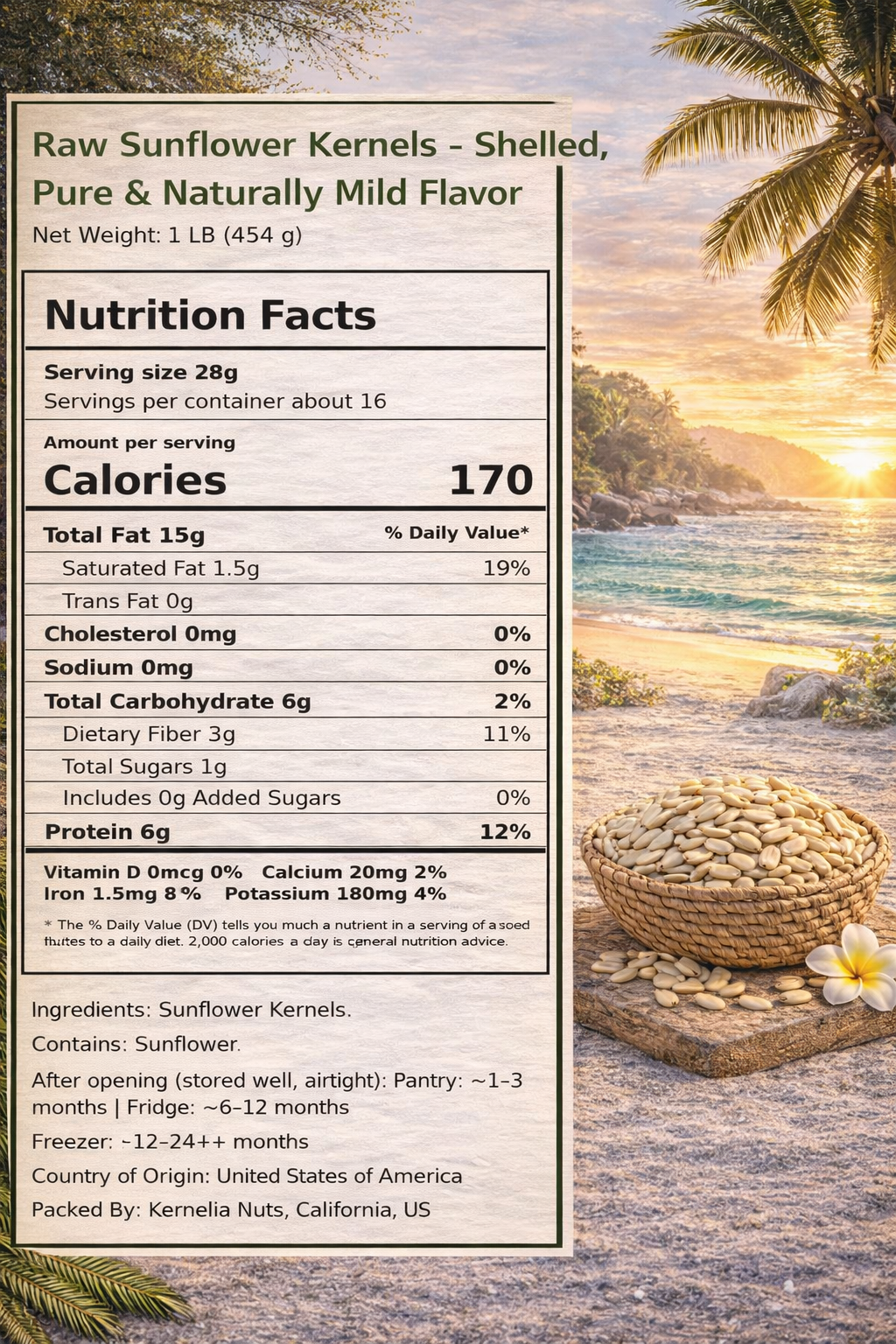 Sunflower Seed Kernels – Raw, Unsalted & Shelled