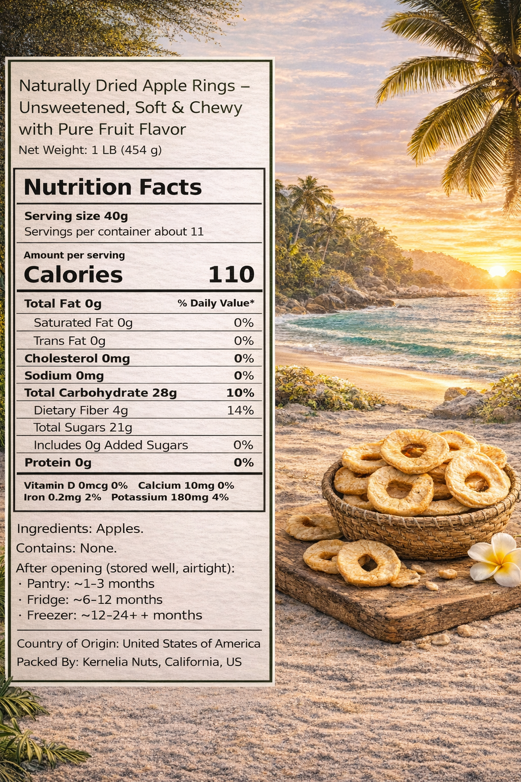 Dried Apple Rings – Unsweetened, Soft & Chewy