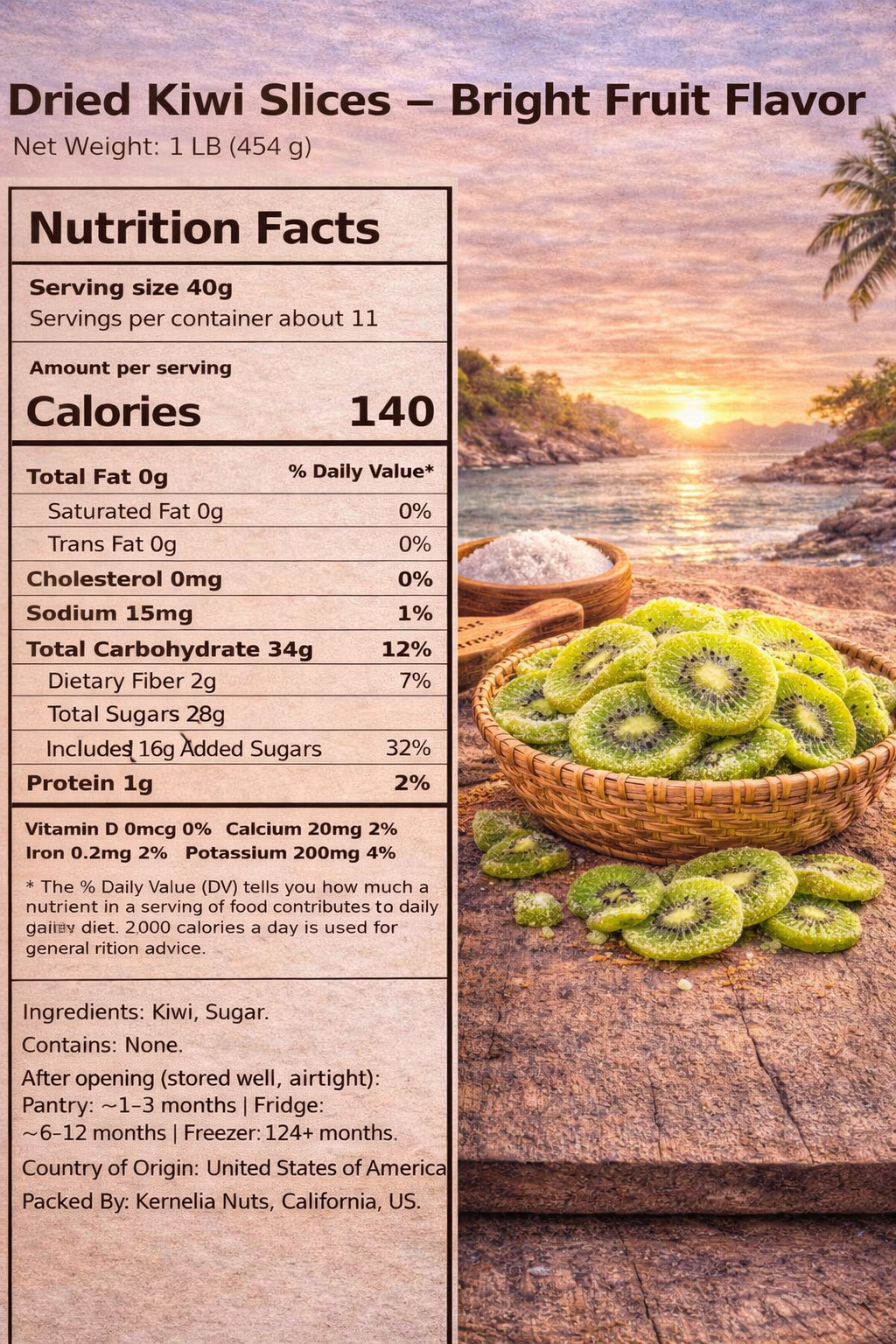 Dried Kiwi Slices – Bright Fruit Flavor
