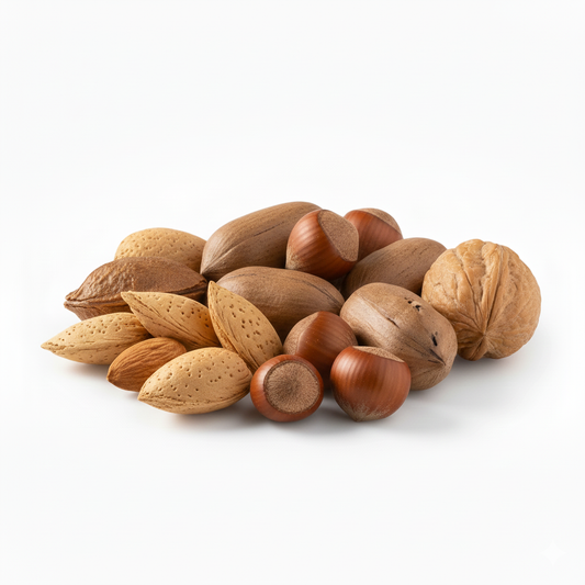 Assorted Nuts In-Shell – A Mix of Raw Almonds, Walnuts, Hazelnuts, Pecans & Brazil Nuts