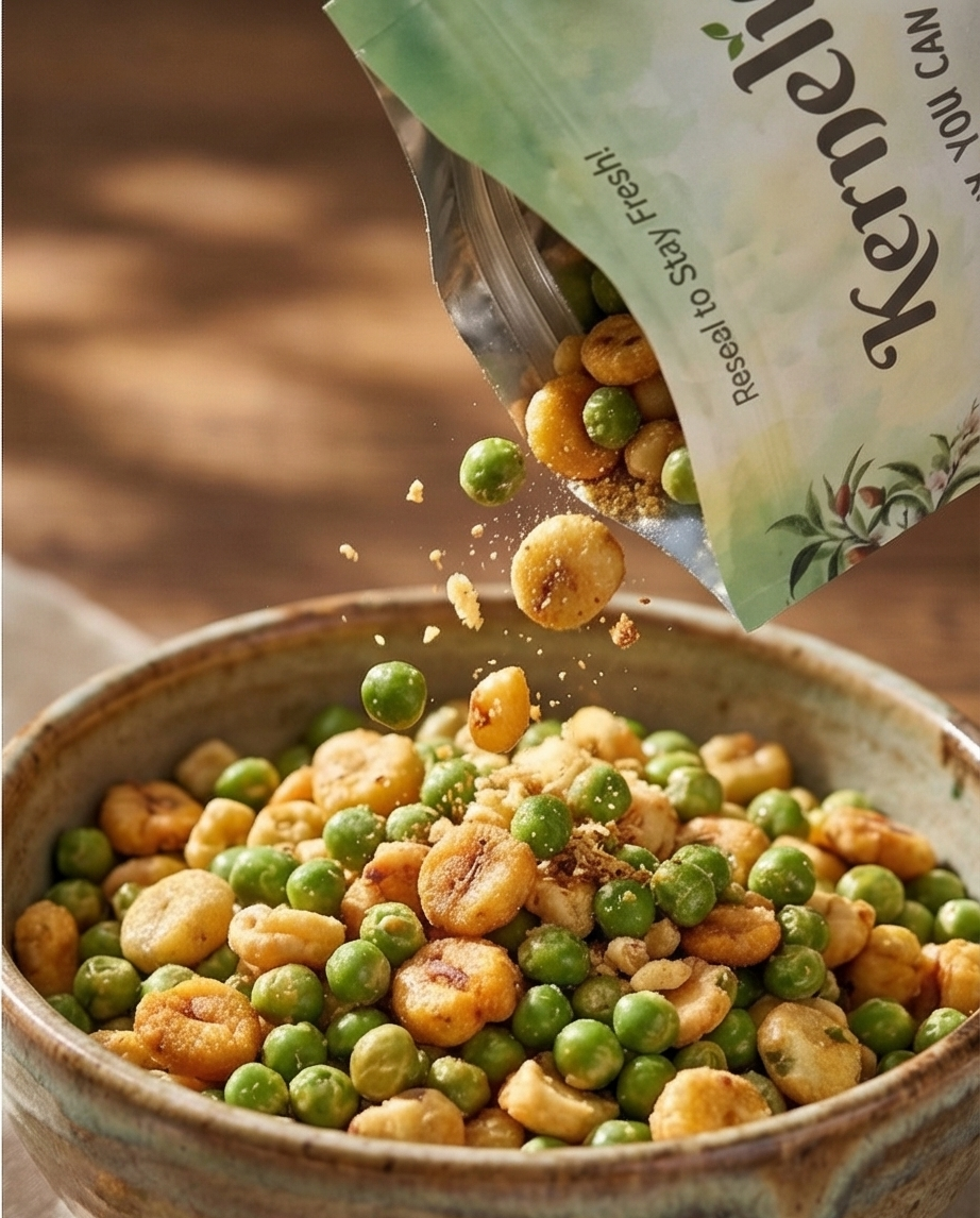 Oriental Rice Crackers and Green Peas – Salty & Crunchy Snack