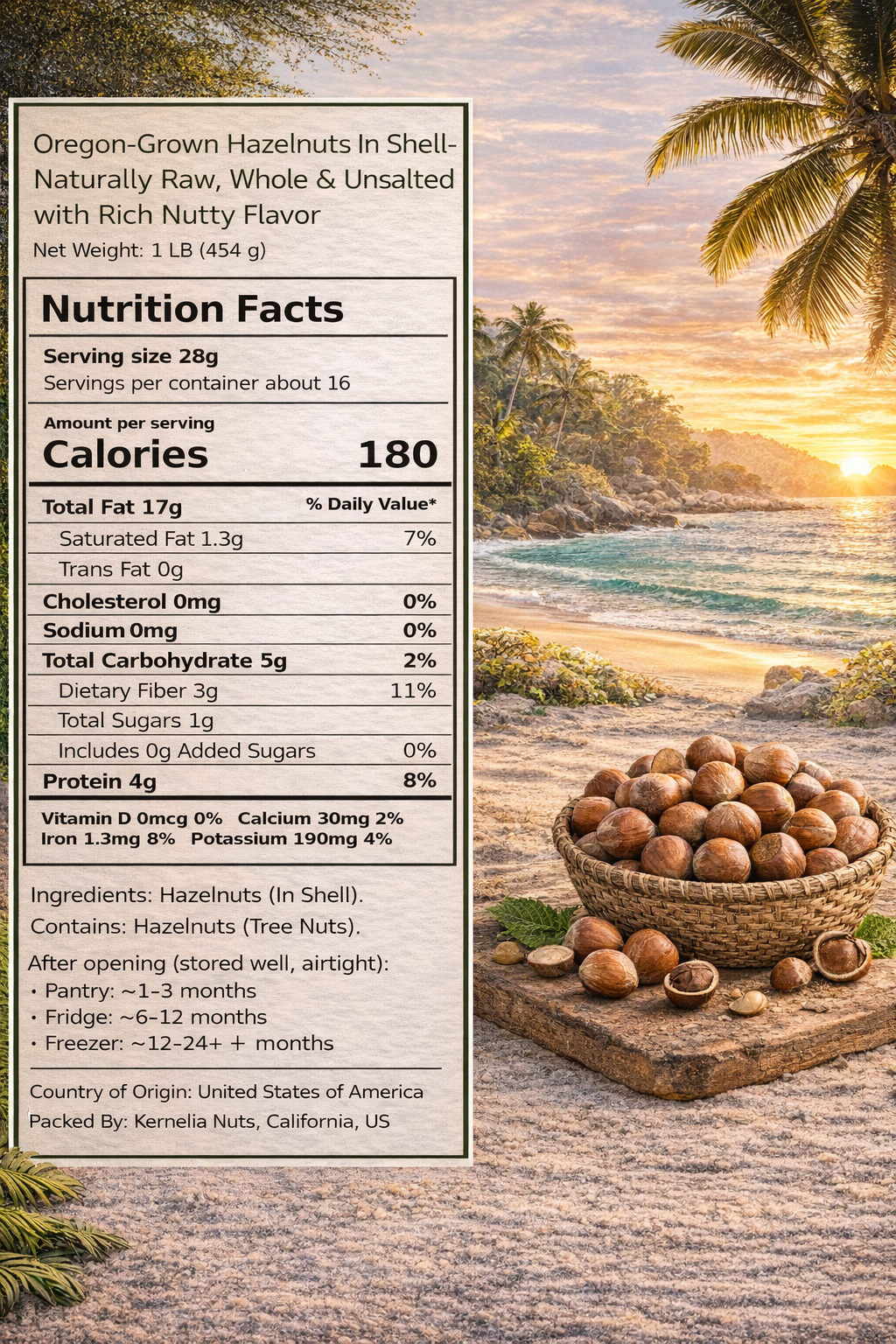 In-Shelled Hazelnuts Grown in Oregon – Whole & Unsalted
