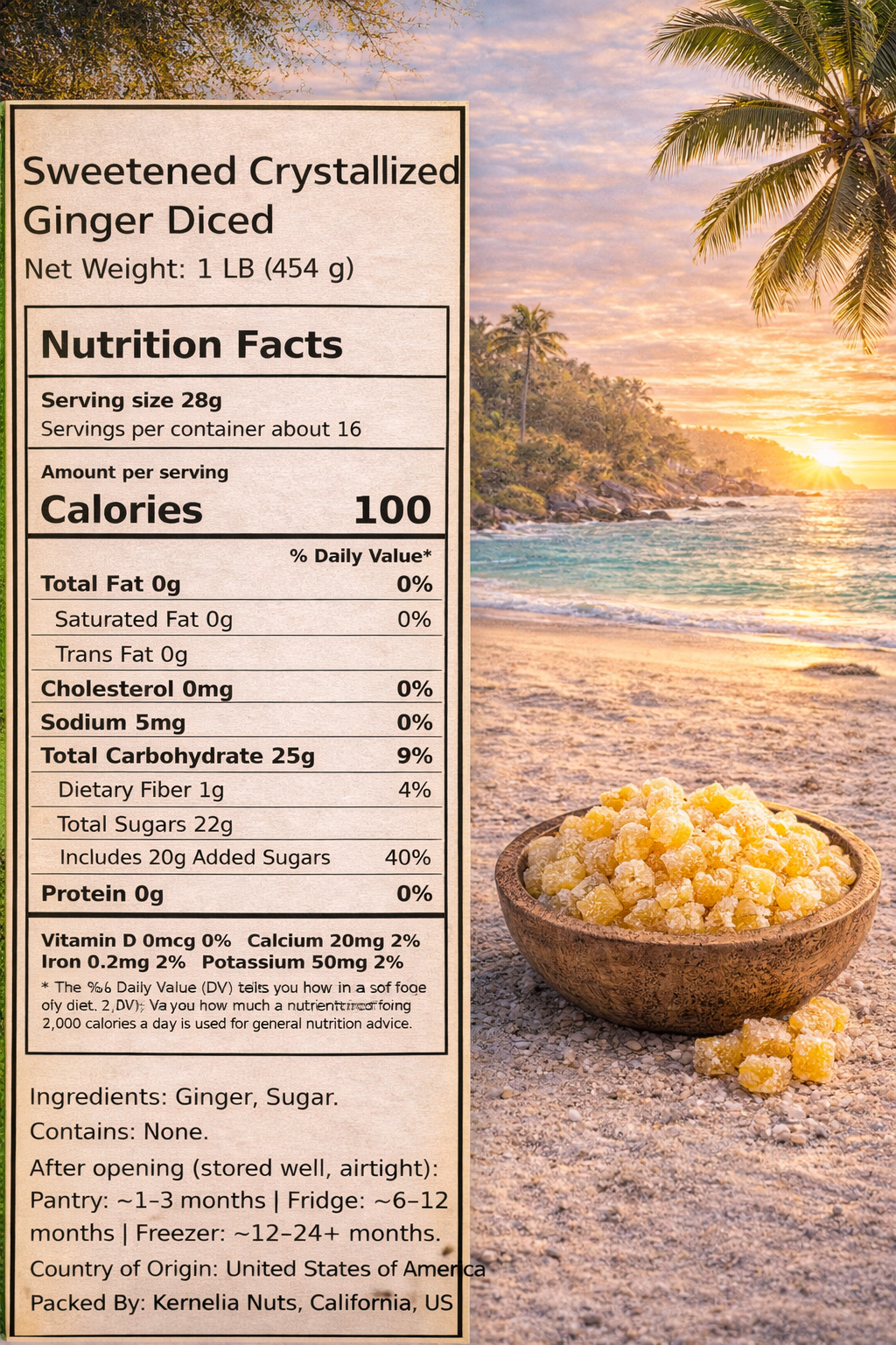 Sweetened Crystallized Ginger – Diced