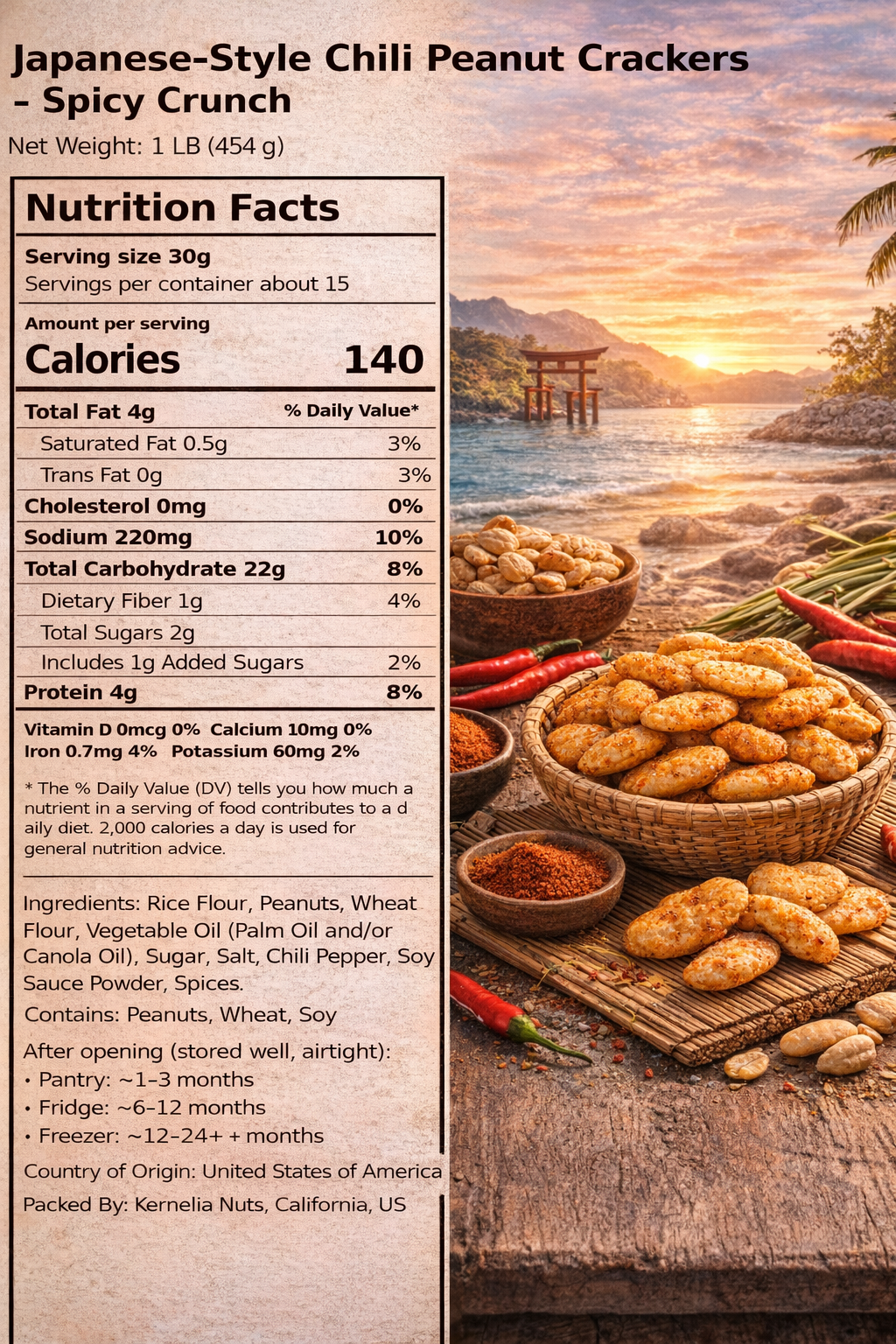 Japanese-Style Chili Peanut Crackers – Spicy Crunch