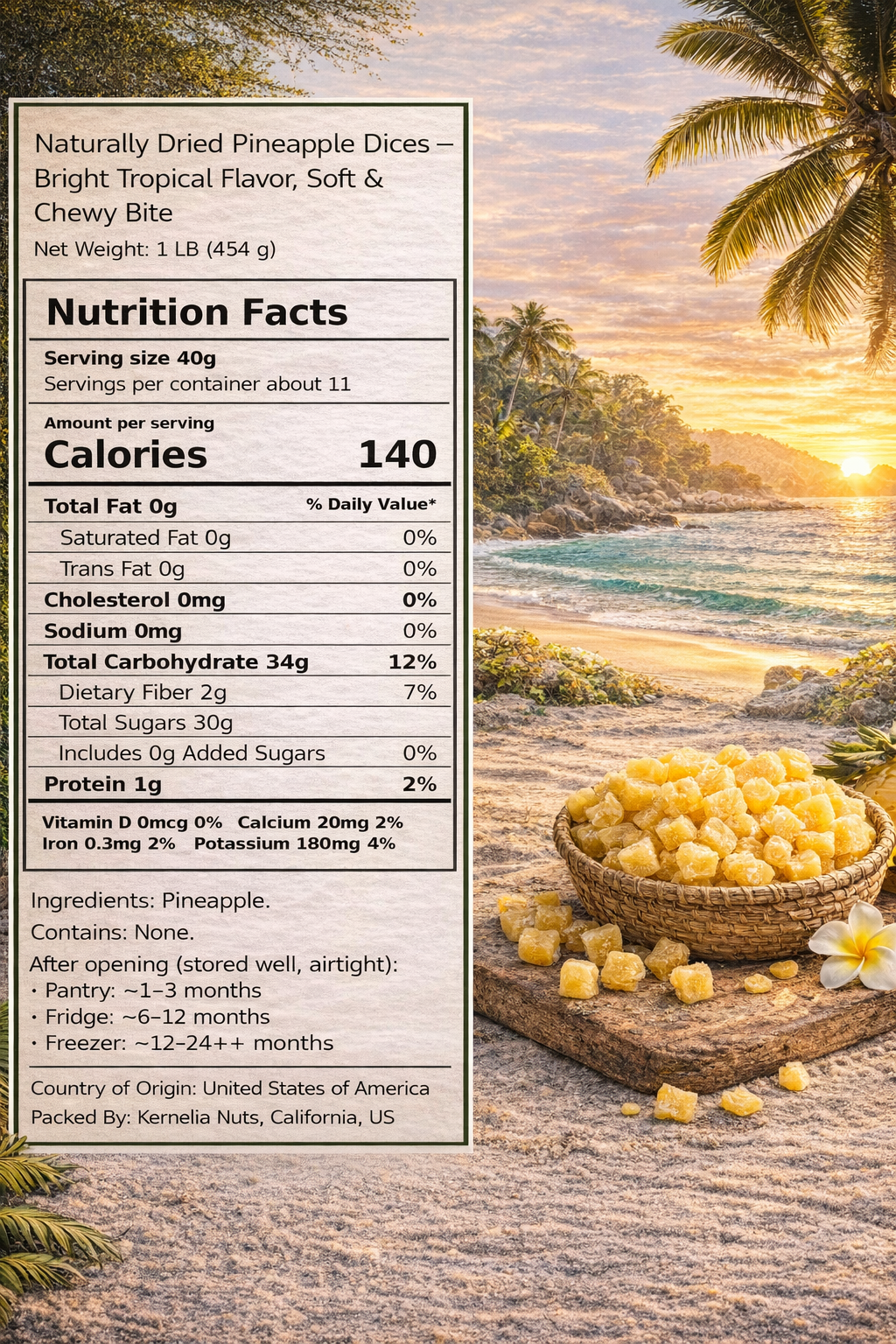 Dried Pineapple Dices – Bright Tropical Flavor, Soft & Chewy Bite