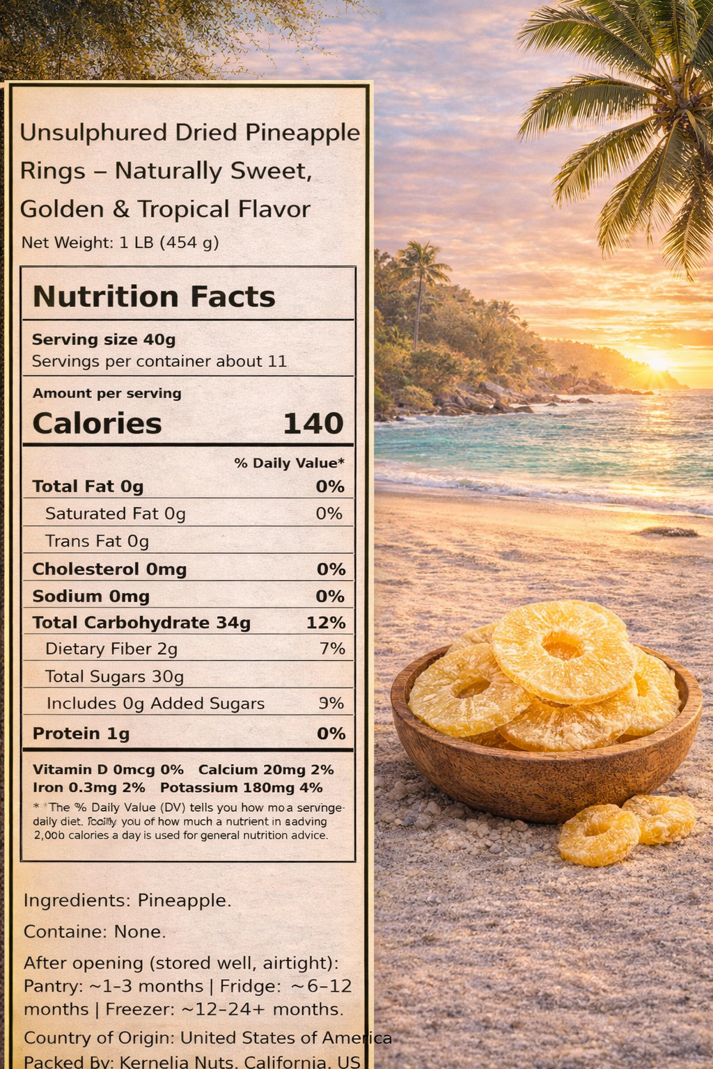 Unsulphured Dried Pineapple Rings – Sweet, Golden & Tropical Flavor