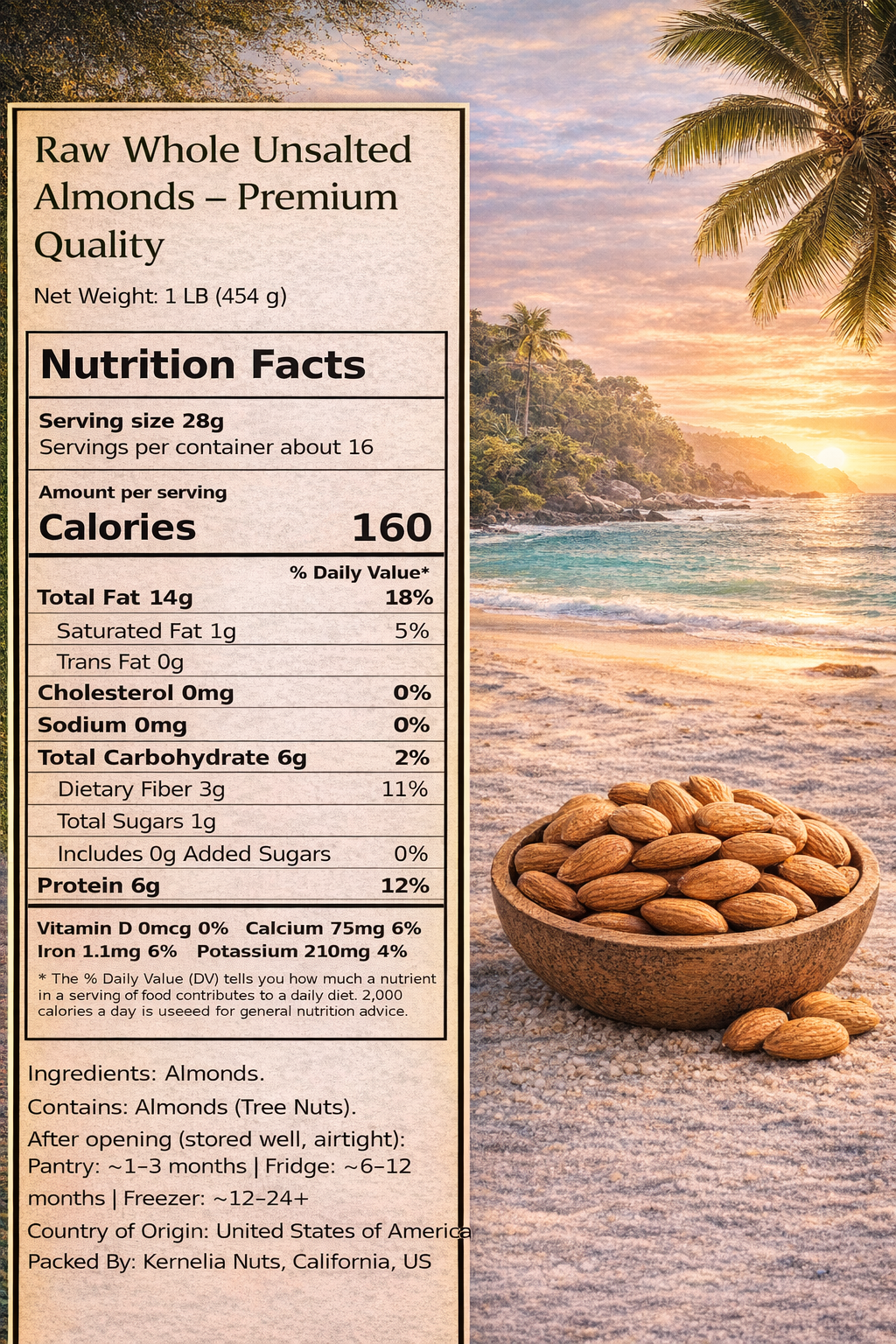 Raw Whole Almonds – Unsalted