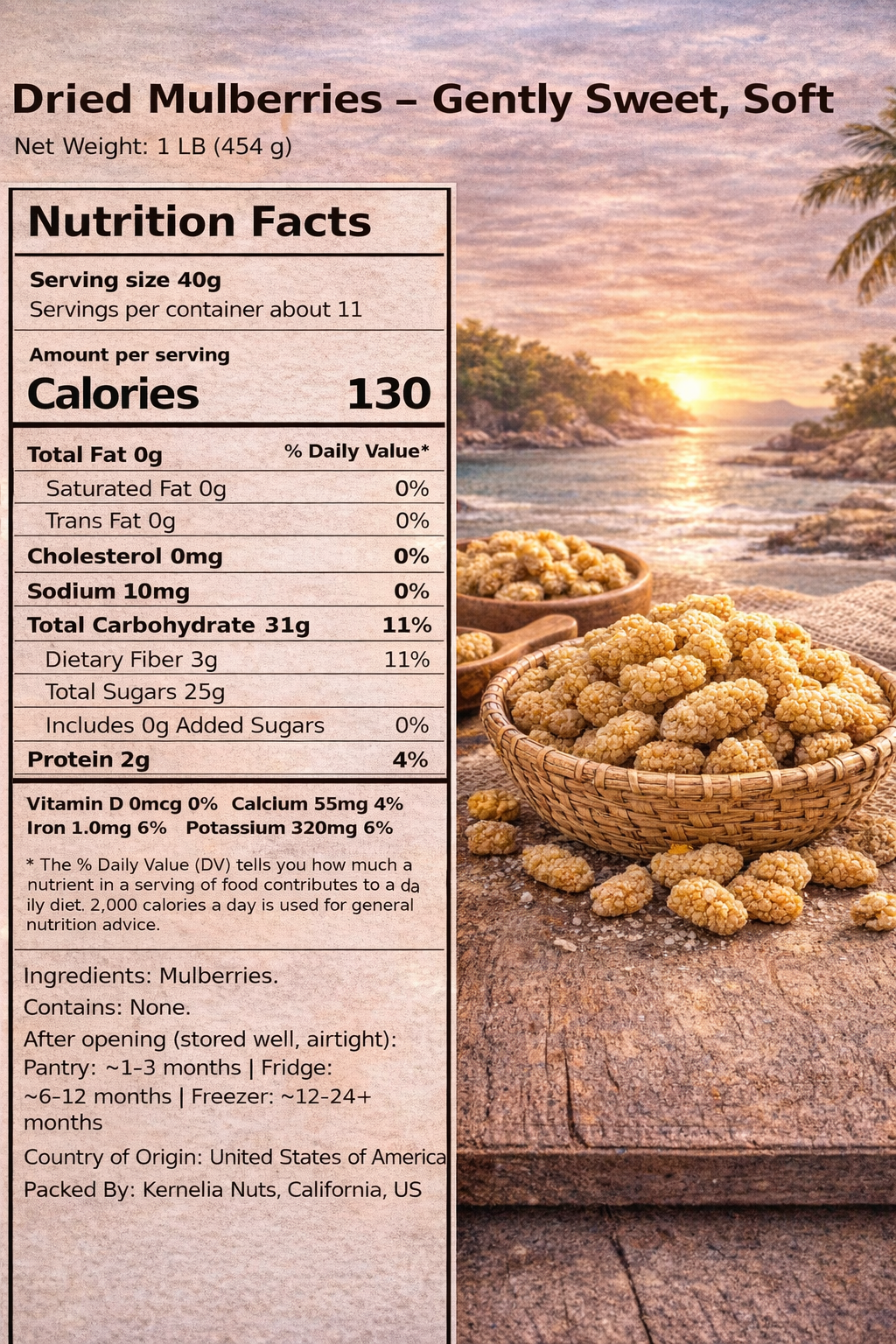 Dried Mulberries – Gently Sweet, Soft