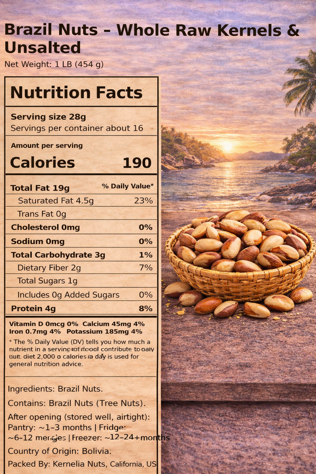 Brazil Nuts – Whole Raw Kernels & Unsalted